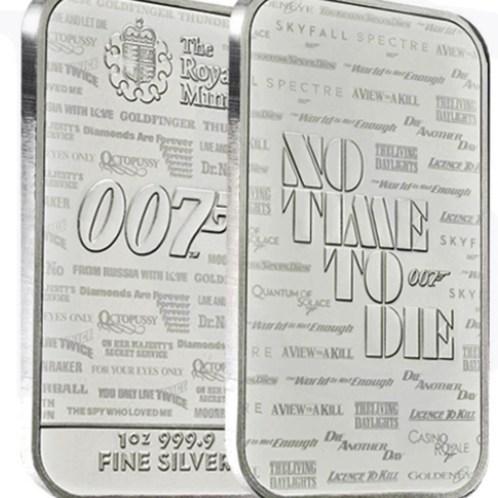 James Bond 007 "No Time To Die" Fine Silver Bar .999